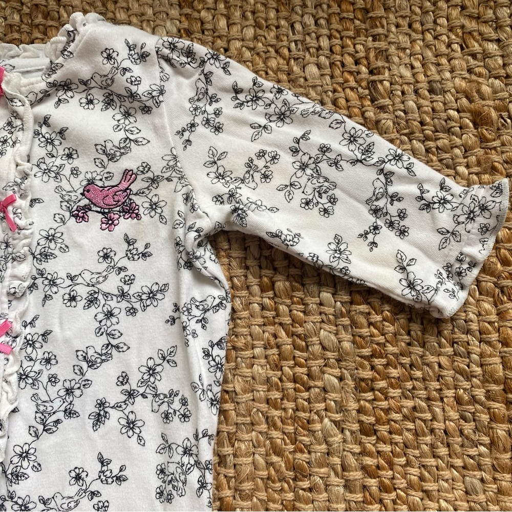 Little Me Floral Bird Print Footie - 6 Months - Picture 4 of 10
